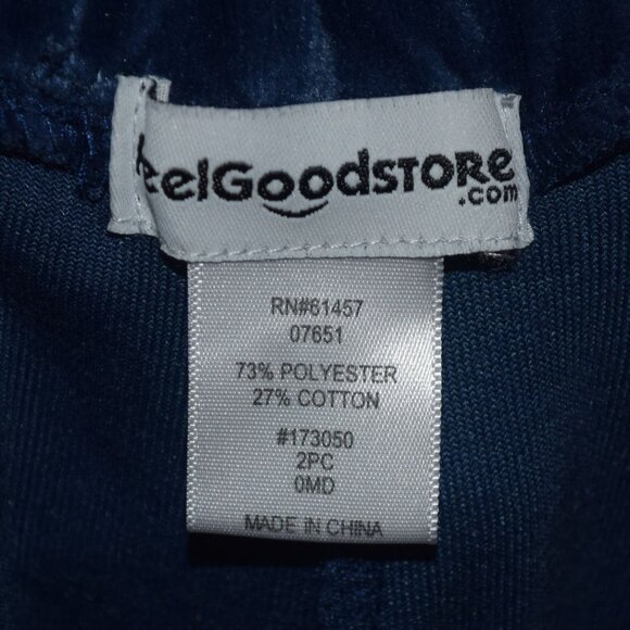 FEELGOODSTORE Women's Sz M Blue Velour Mock Neck Top & Pants Outfit - Picture 3 of 10